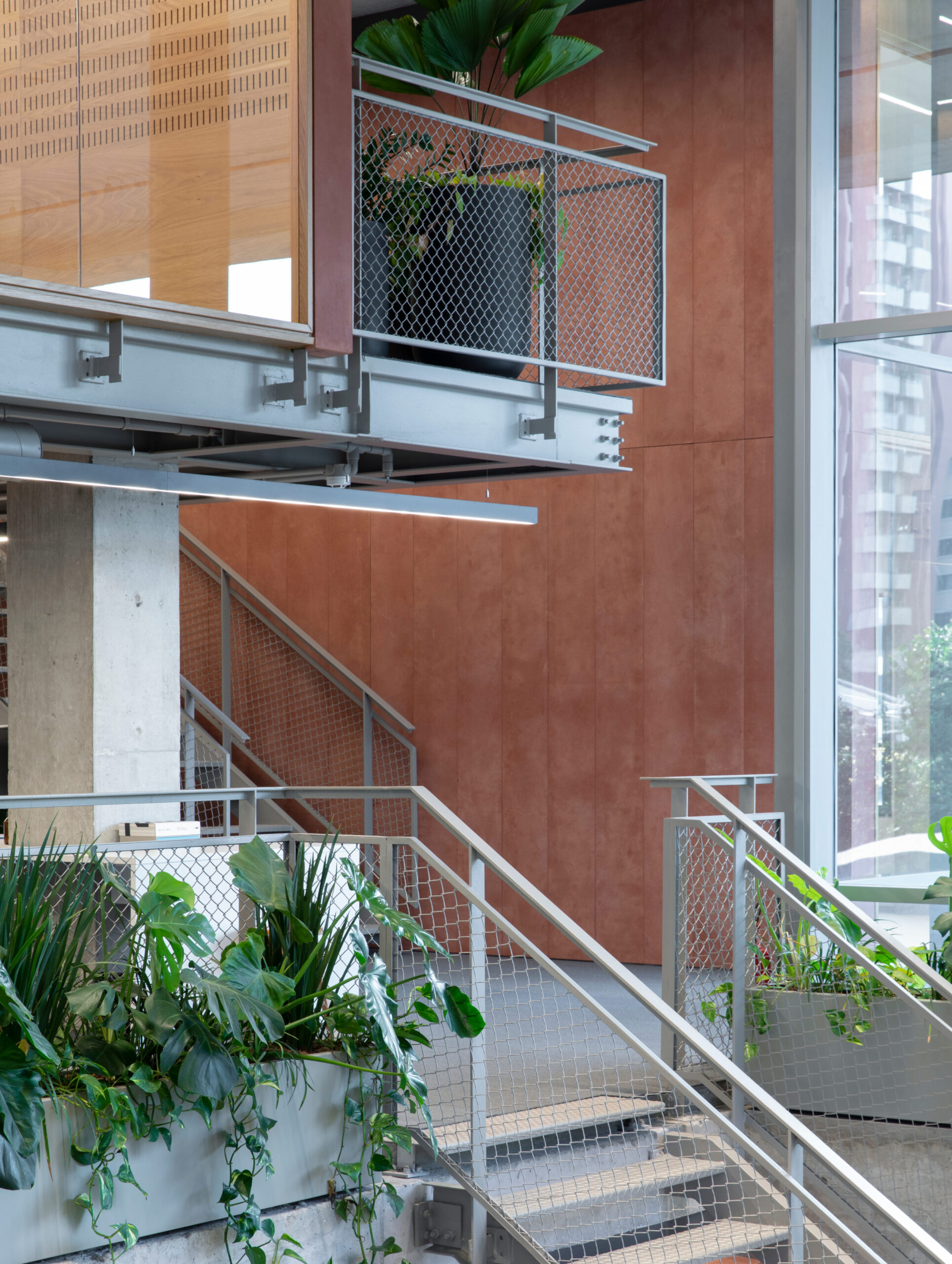 Interior shot of Sao Paulo office stairs to second level
